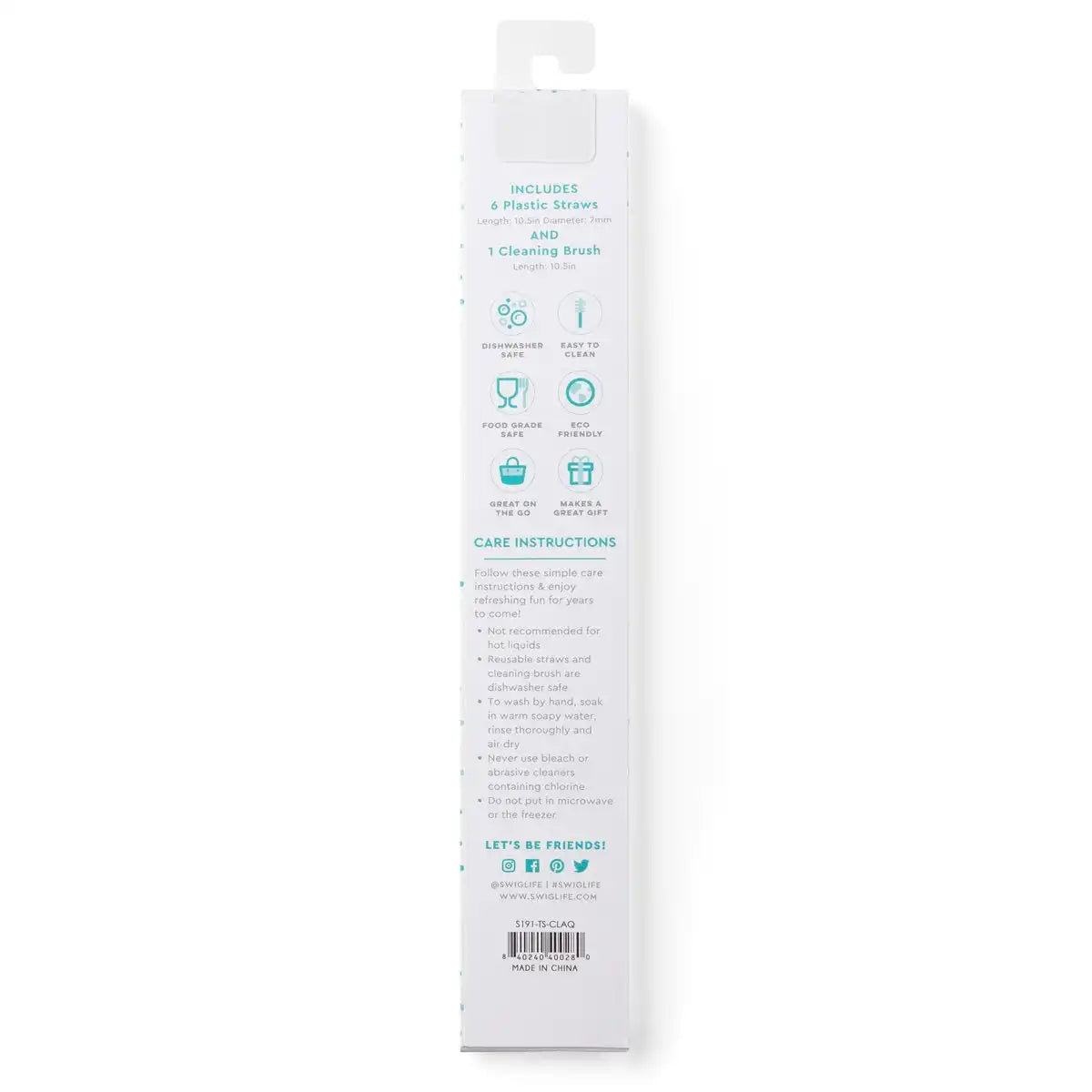 Clear + Aqua Reusable Straw Set