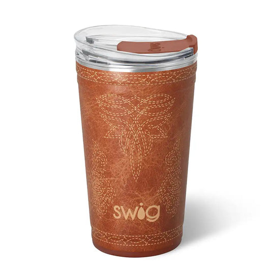 Saddle Stitch Cognac Party Cup 24oz