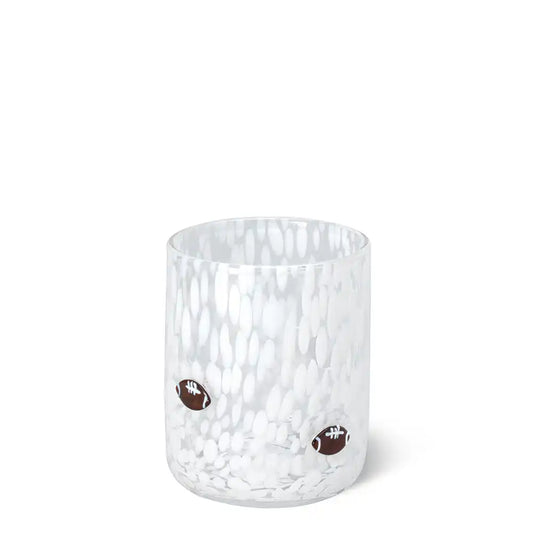 White Football Charm Glass 17oz